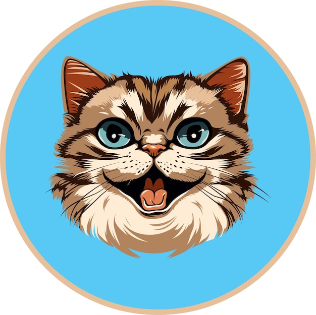 PrintCat Little Puff Face Vector Illustratie Zeer Gedetailleerd