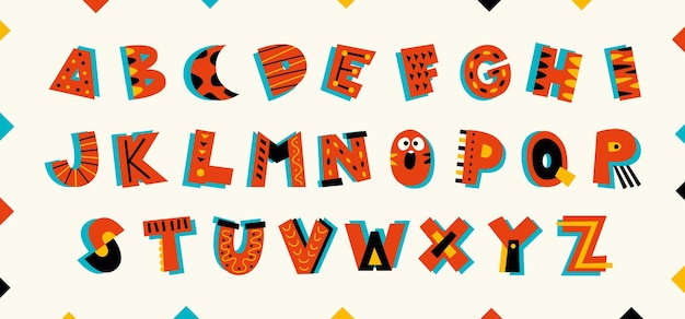 Printcolorful font design with abstract shapes