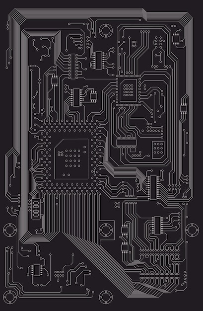 Printed circuit board digital communication Vector illustration