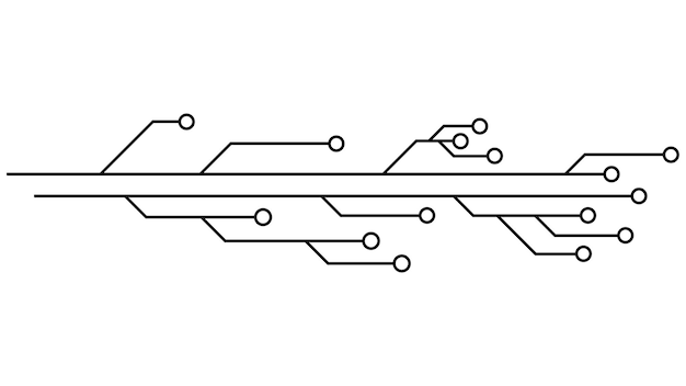 Printed circuit board PCB tracks isolated on white background Technical clipart