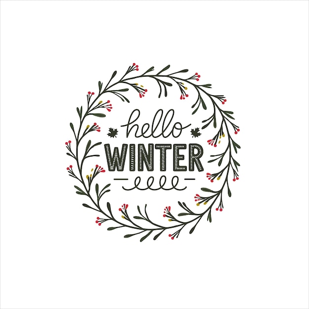 printelegant winter greeting graphic for seasonal designs hello winter script with stylish