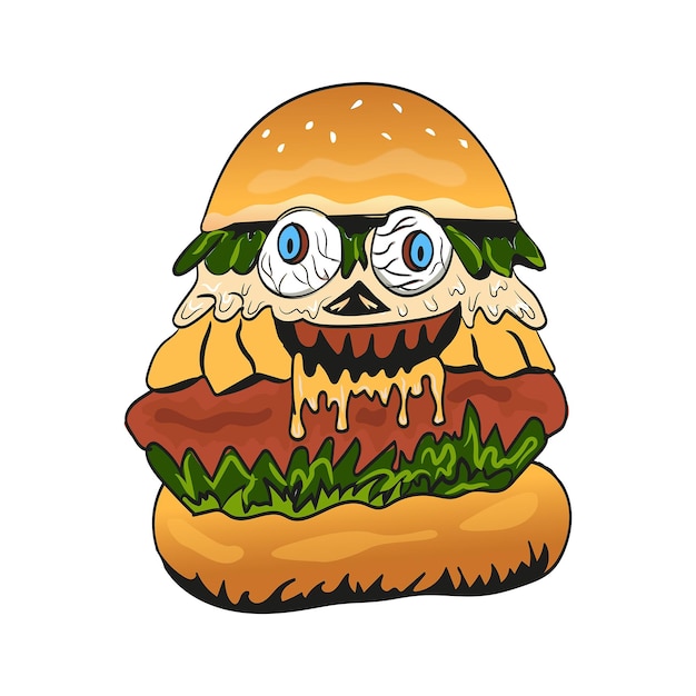 PrintEnge Spooky Halloween Hamburger Illustratie