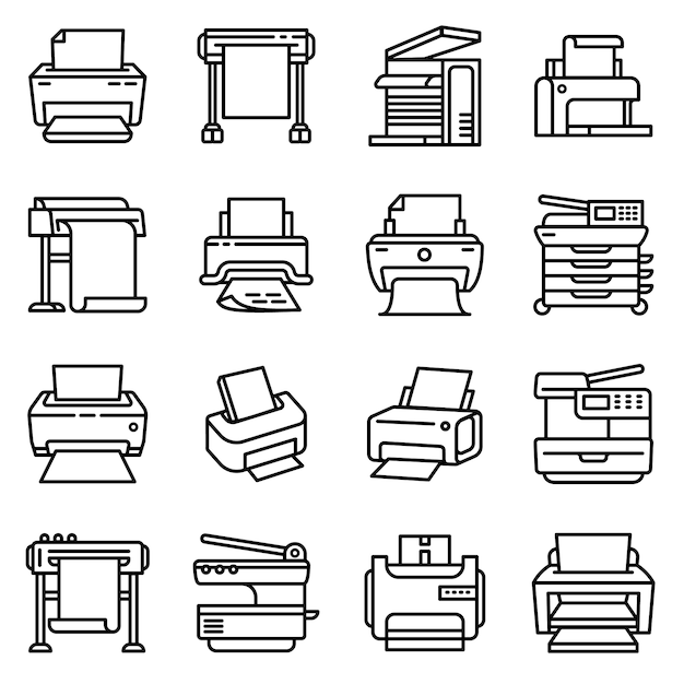 Vector printer icon, outline style