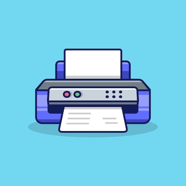 Vector printer with paper vector icon illustration in flat cartoon style