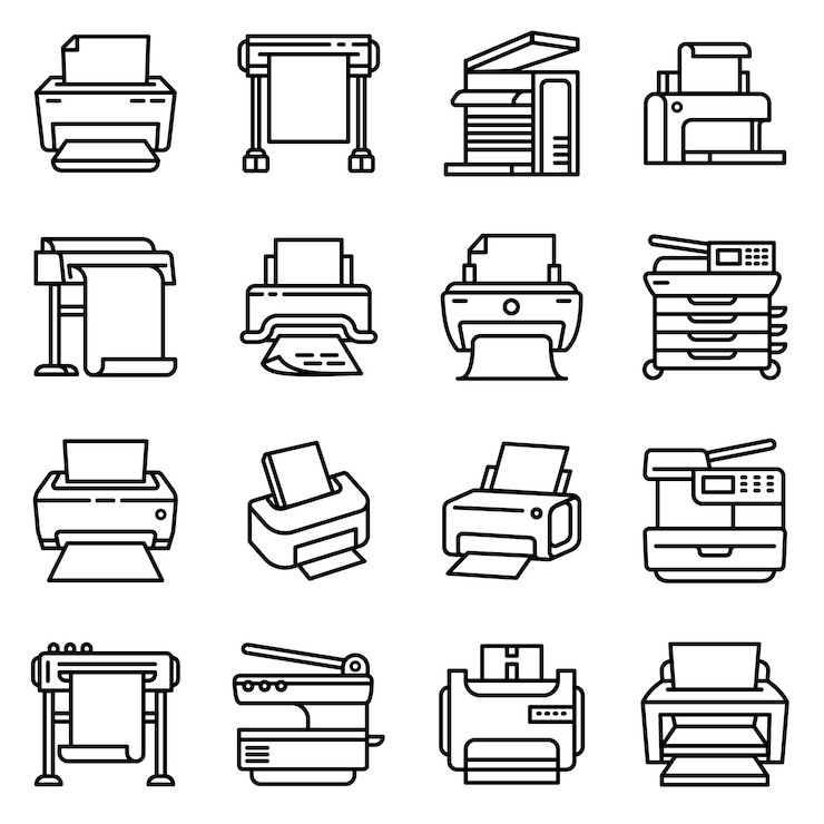 Vector printerpictogram, overzichtsstijl