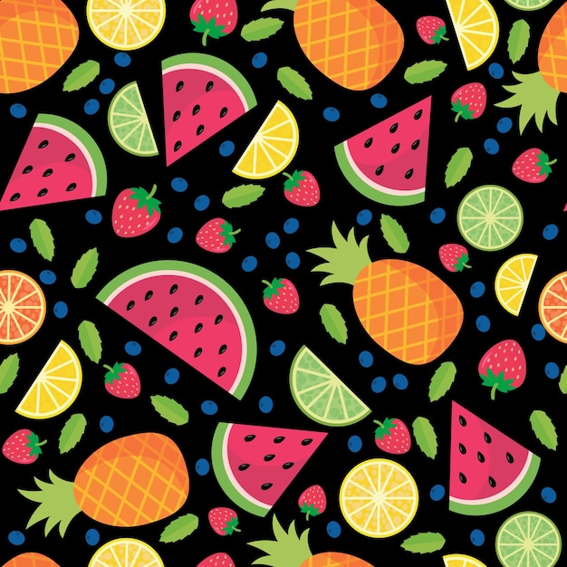 Printfruit and berries seamless pattern vector image