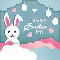 Vector printhappy easter day social media post in paper style