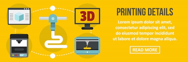 Вектор Печать 3d детали баннера шаблон горизонтальной концепции