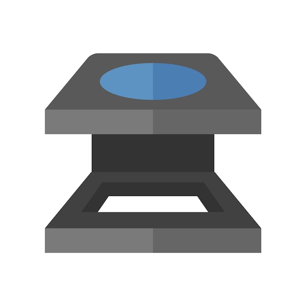 Printing magnifier icon in flat color style