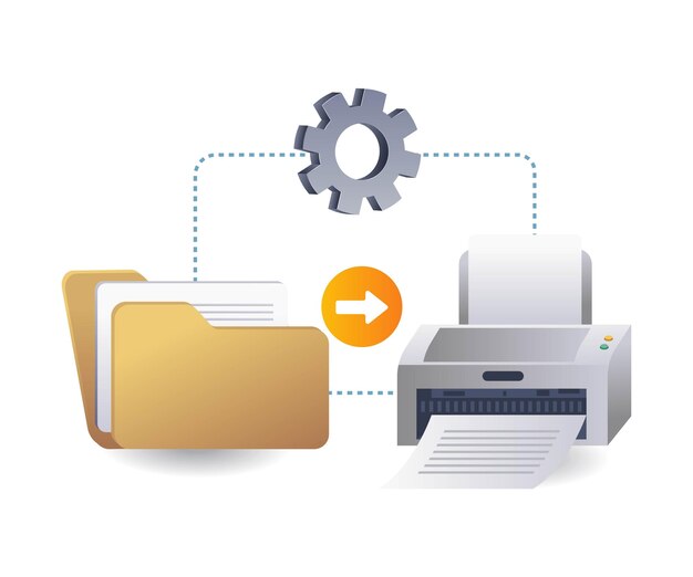 printing process data folder technology infographics flat isometric 3d illustration