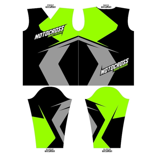 Vector printklaar sublimatie motorcross jersey ontwerp met lange mouwen