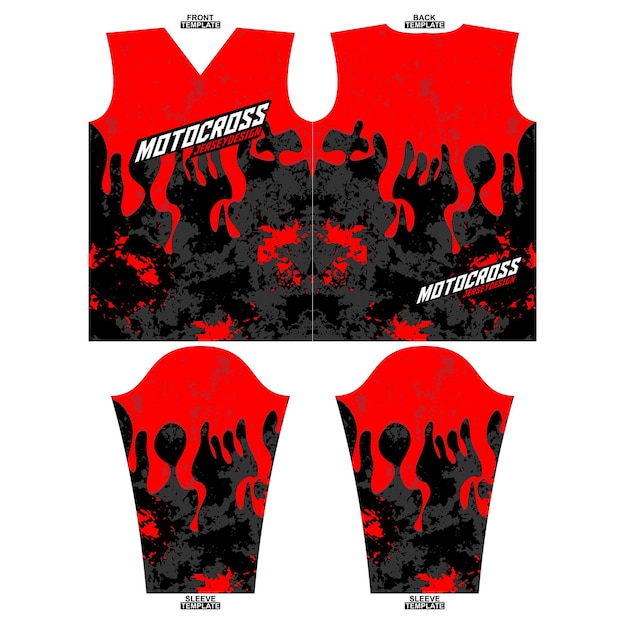 Printklaar sublimatie motorcross jersey ontwerp met lange mouwen