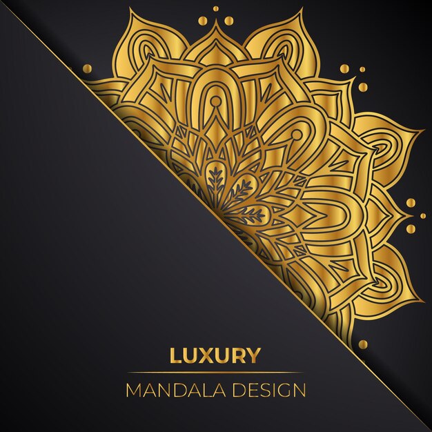 Printklare luxe mandala-kunst met gouden decoratief ontwerp