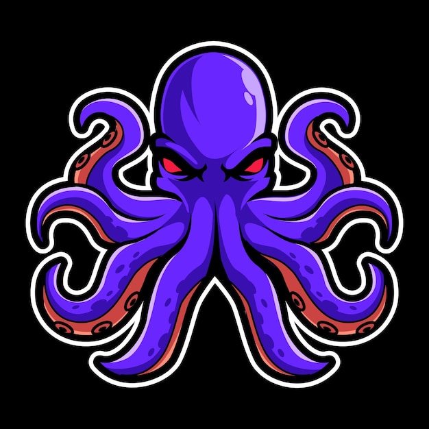 Дизайн логотипа талисмана осьминога PrintKraken esport