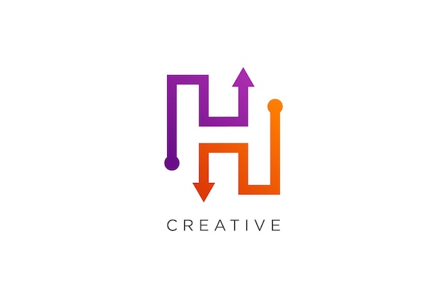 Printletter h logo vector with modern concept design idea