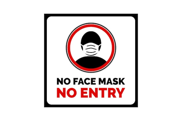 Вектор Распечатать без маски для лица нет предупреждения о входе для ношения маски для лица