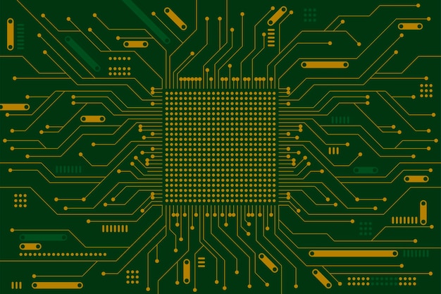 Printplaat Micro-elektronica plat gouden donkergroene achtergrond