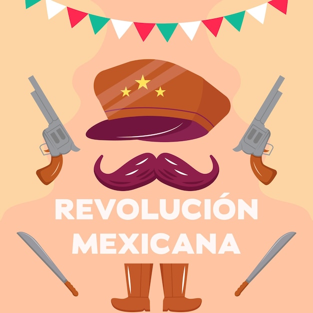 Printrevolucion mexicana ontwerpconcept illustratie in vlakke stijl