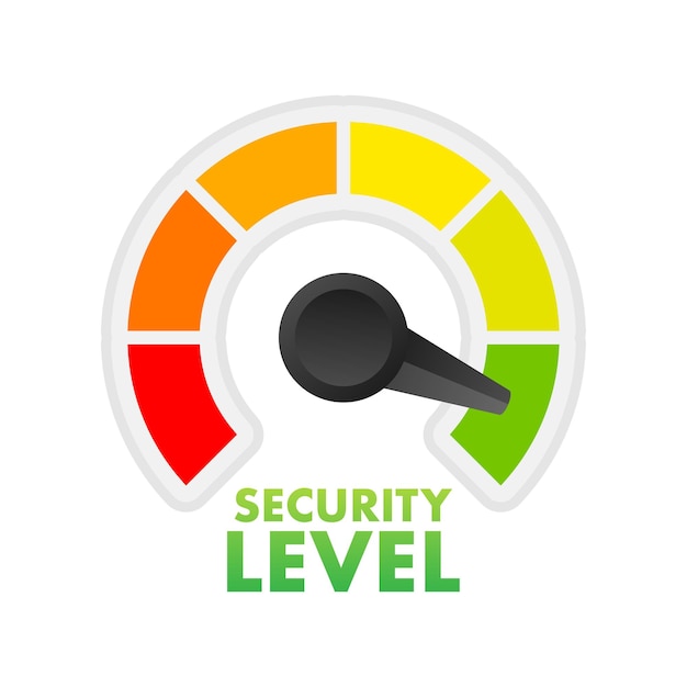 Printsecurity level speedometer cyber safety concept internet network security