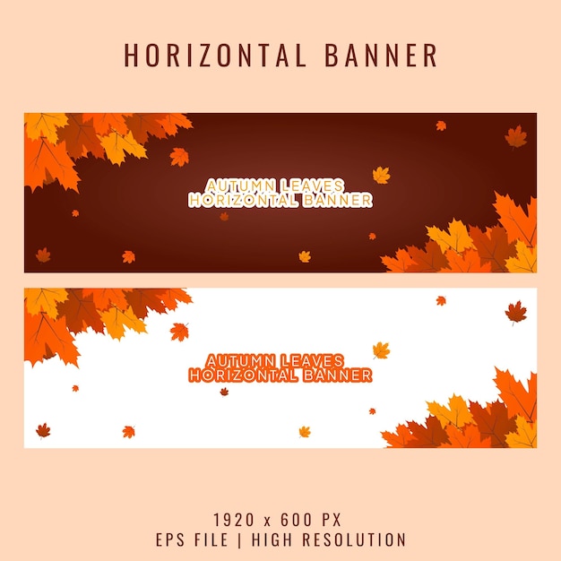 Vector printset of autumn leaves horizontal banner design