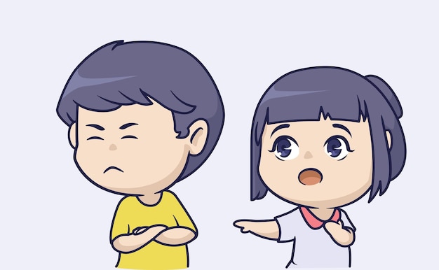 PrintThe cute chibi couple and the boy are fussy with the girl