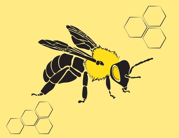 Printvector иллюстрация рисованной пчелы