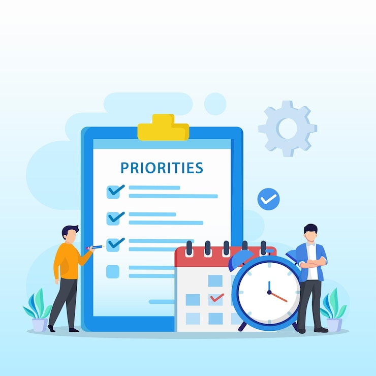 Vector priorities vector illustration work planning and management to boost your efficiency