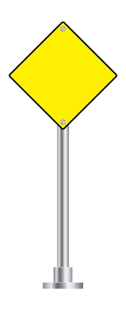 Priority road sign. Blank yellow rhombus board isolated on white background