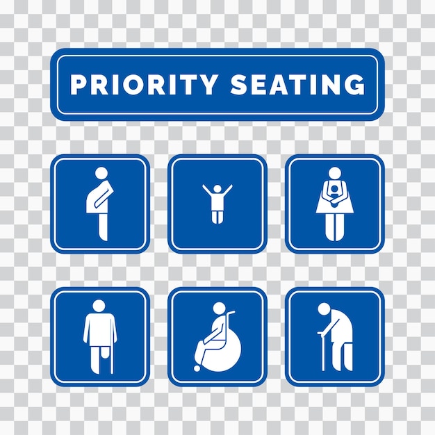 Illustrazione vettoriale del design del segno dei posti a sedere prioritari