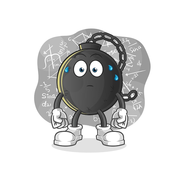 Prison ball thinking hard vector. cartoon character