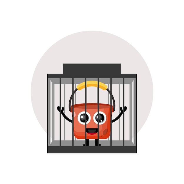 감옥 양동이 캐릭터 귀여운 로고