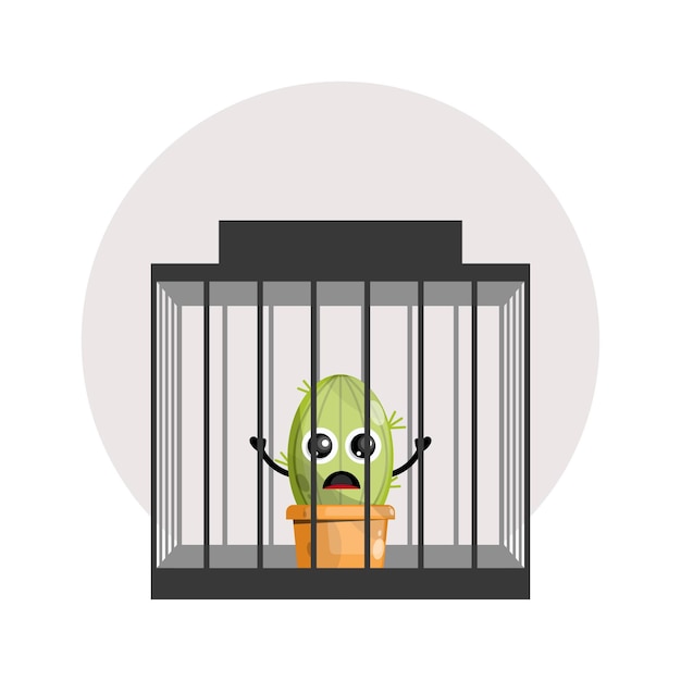 Vector prison cactus cute character logo