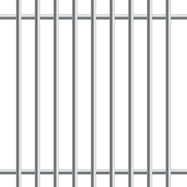 Prison metal bars or rods isolated on white background. realistic fence jail. way out to freedom. criminal or sentence concept.  illustration.