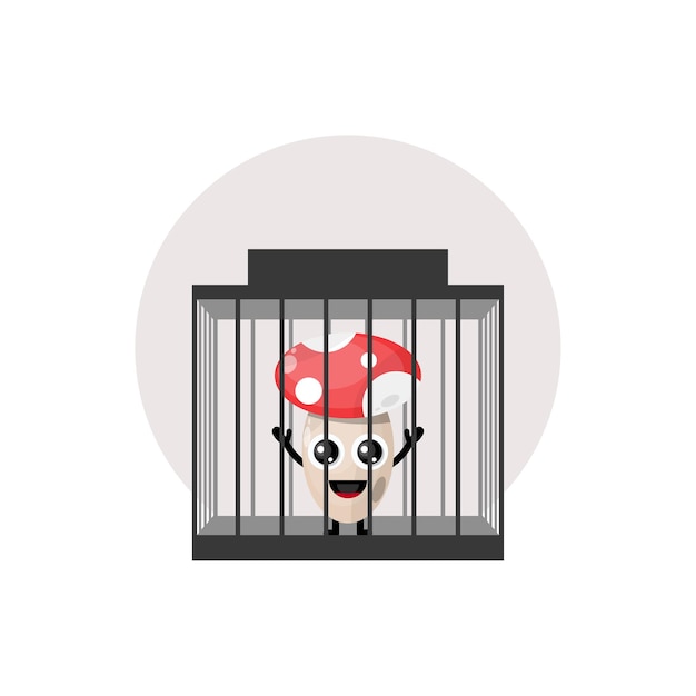 Vector prison mushroom character cute logo