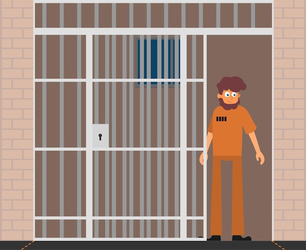 Vector prisoner flat vector illustration of prison cell