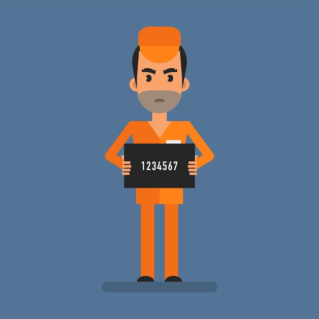 Vector prisoner holding sign with number