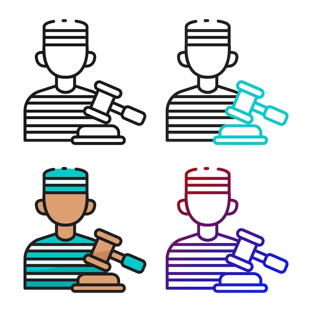 Vector prisoner icon design in four variation color