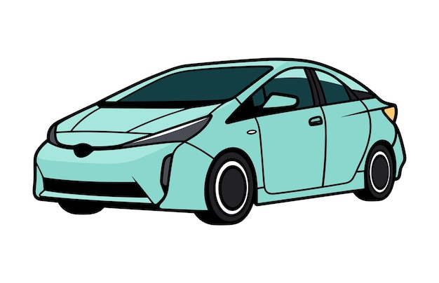 Prius Car Vector illustratie contour geïsoleerd op een witte achtergrond