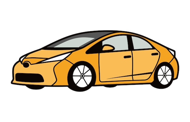 Prius Car Vector illustratie contour geïsoleerd op een witte achtergrond