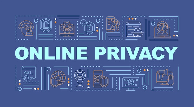 Privacy online e sicurezza dei dati nel banner dei concetti di parole su internet