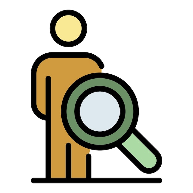 Vector private clinic search person icon outline private clinic search person vector icon color flat isolated