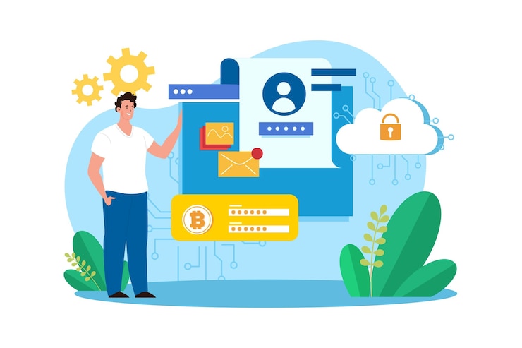 Vector private data protection illustration concept on white background
