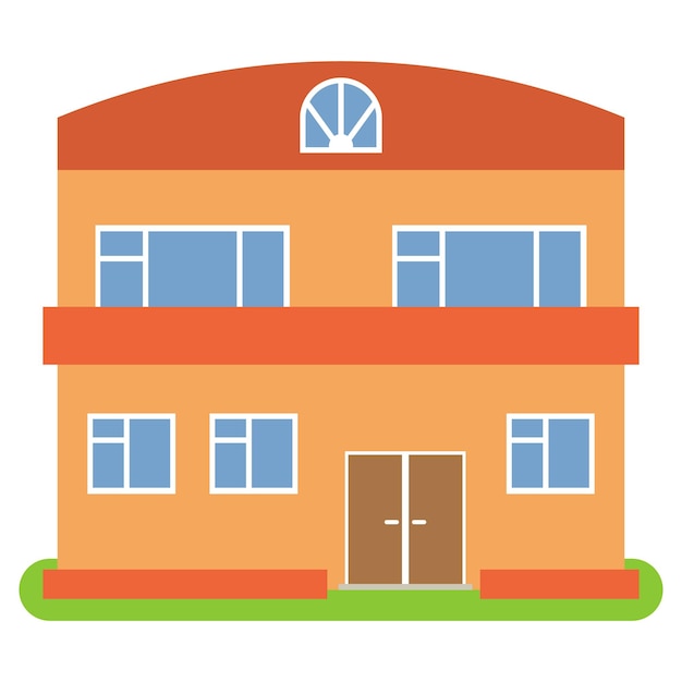 Private house with a orange roof and walls on a white background. vector illustration.