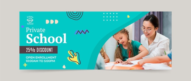 Vector private school facebook cover template