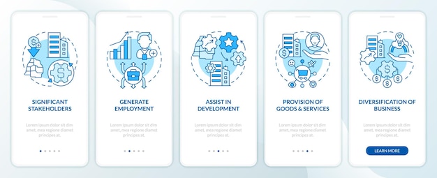 private sector role blue onboarding mobile app screen