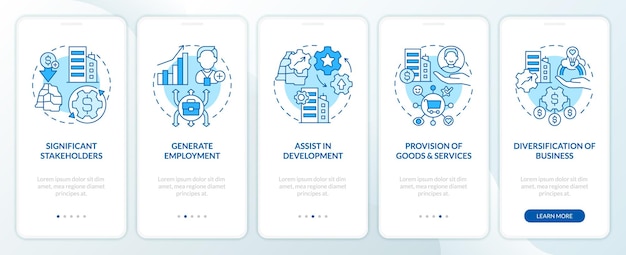 Private sector role blue onboarding mobile app screen