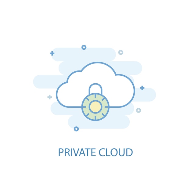 Privé cloudlijnconcept. Eenvoudig lijnpictogram, gekleurde illustratie. Privé cloud symbool plat ontwerp. Kan worden gebruikt voor UI/UX