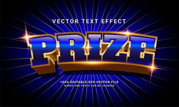 Vector prize 3d editable text style effect with modern blue concept