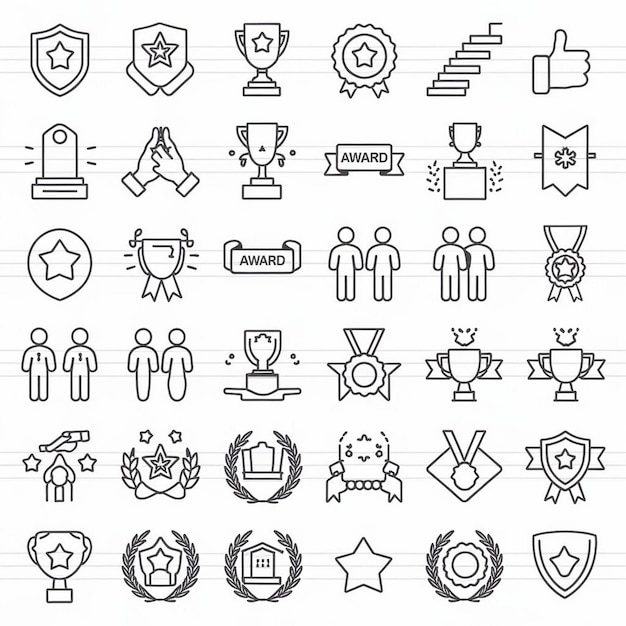 Prize award icon set vector