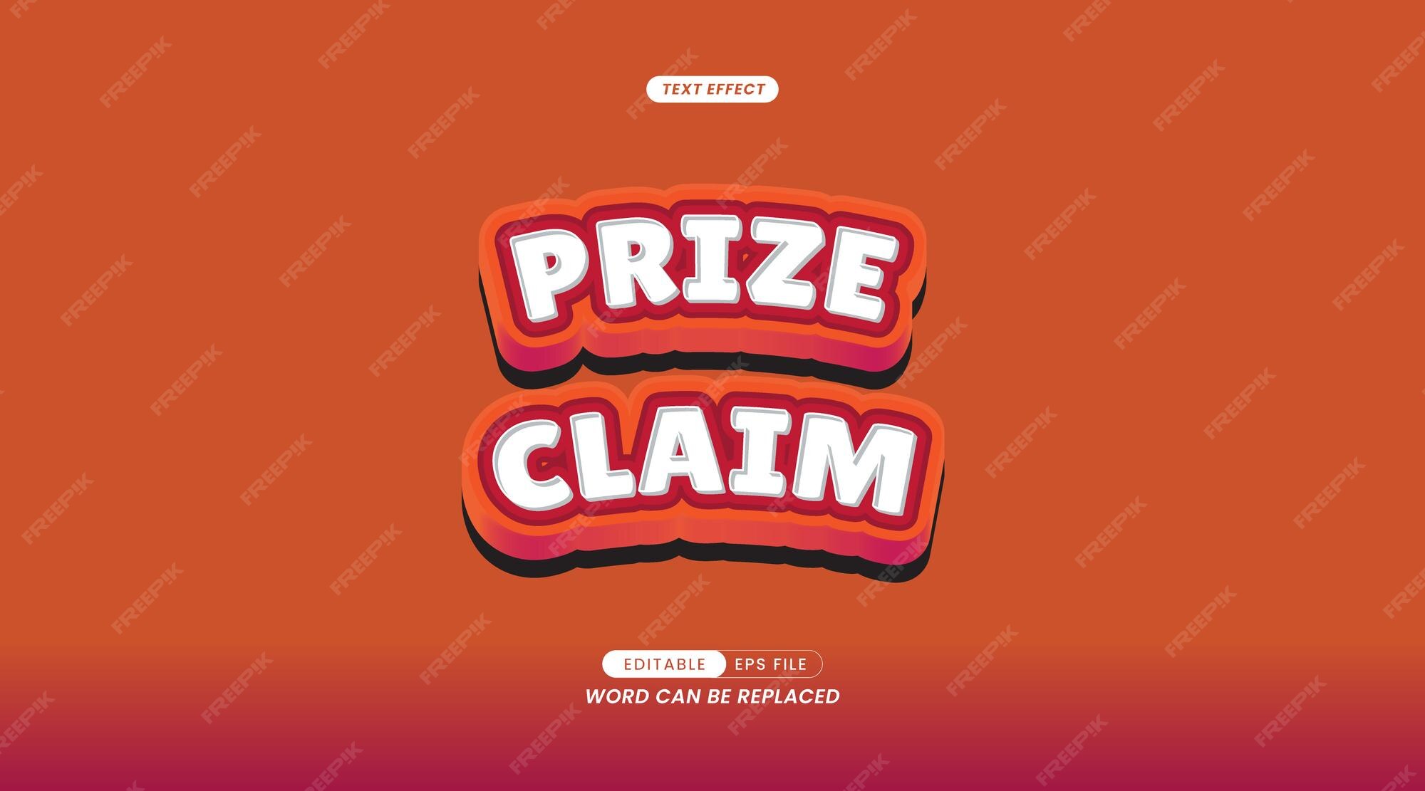 Premium Vector | Prize claim vector text effect editable 